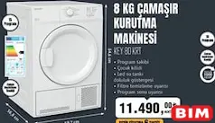 KEYSMART 8 KG ÇAMAŞIR KURUTMA MAKİNESİ KEY 8O KRT